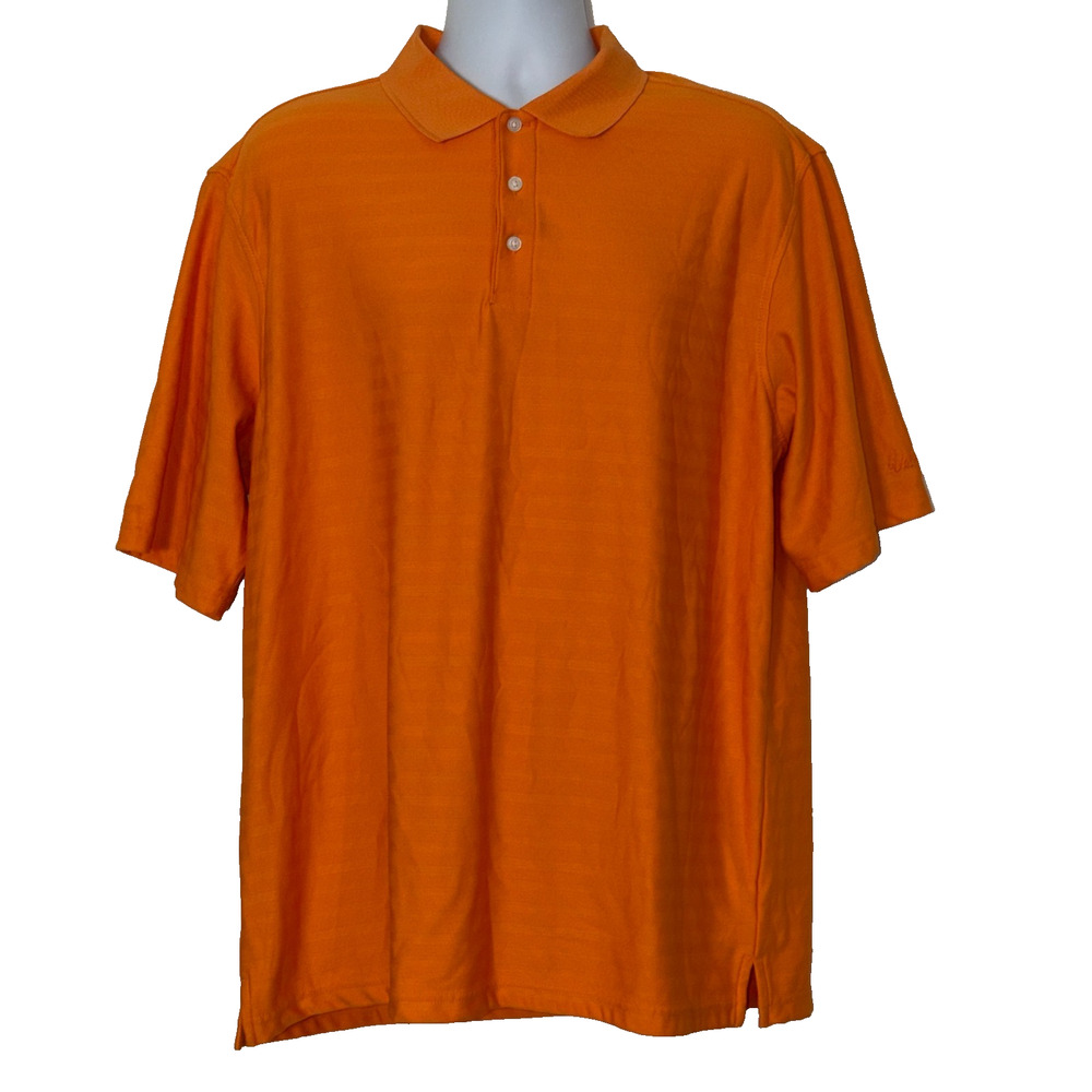 Walter Hagen Shirt Mens XL Orange Golf Polo Textured Lines